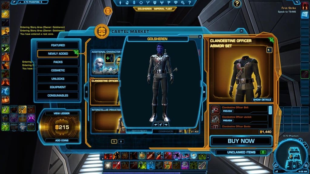 Clandestine Officer Armor set – 1440 CC