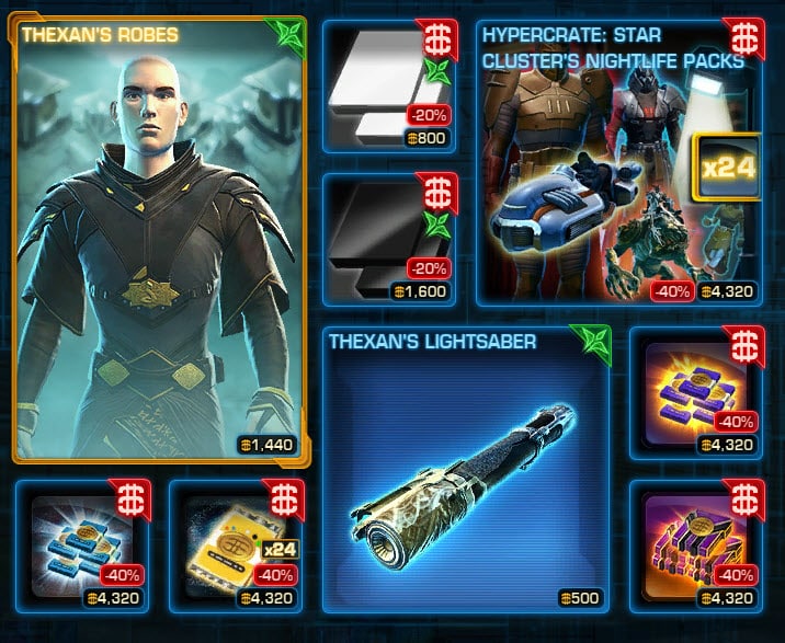 SWTOR Cartel Market Weekly Sales for the week of Oct 13-20.