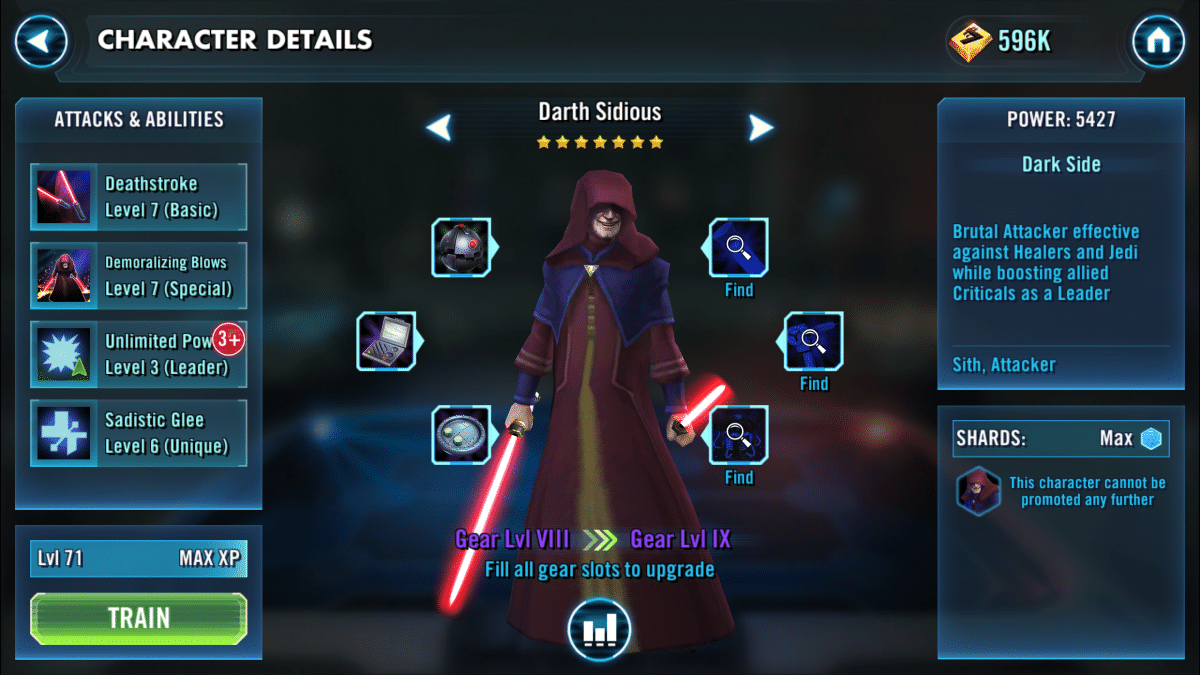 Star Wars Galaxy of Heroes: Sith Faction Pass.