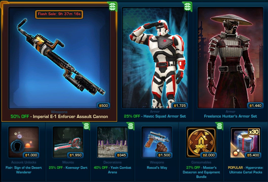 SWTOR Cartel Market Update for April 8