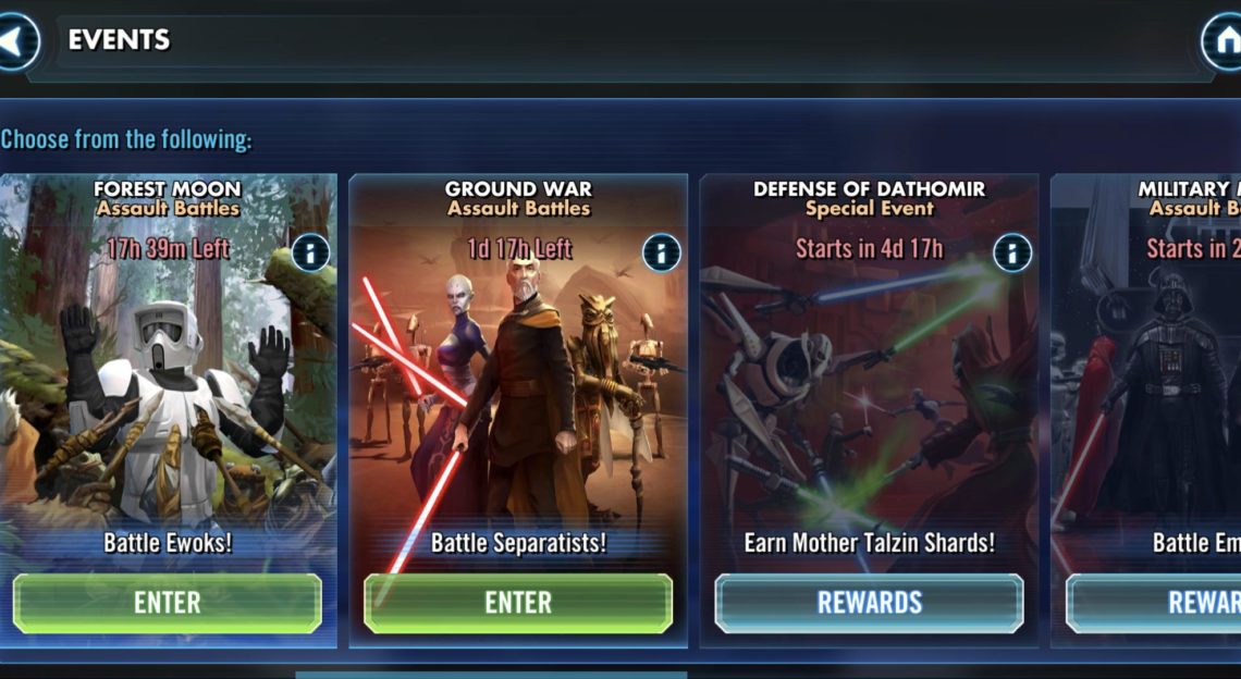 Star Wars Galaxy of Heroes Event Calendar January 2021