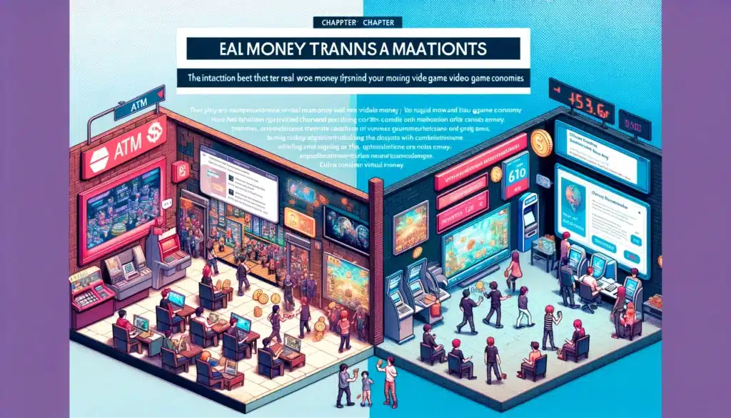 he interaction between real-world money and video game economies, showcasing a hybrid environment where real-world financial activities intersect with in-game virtual economies.