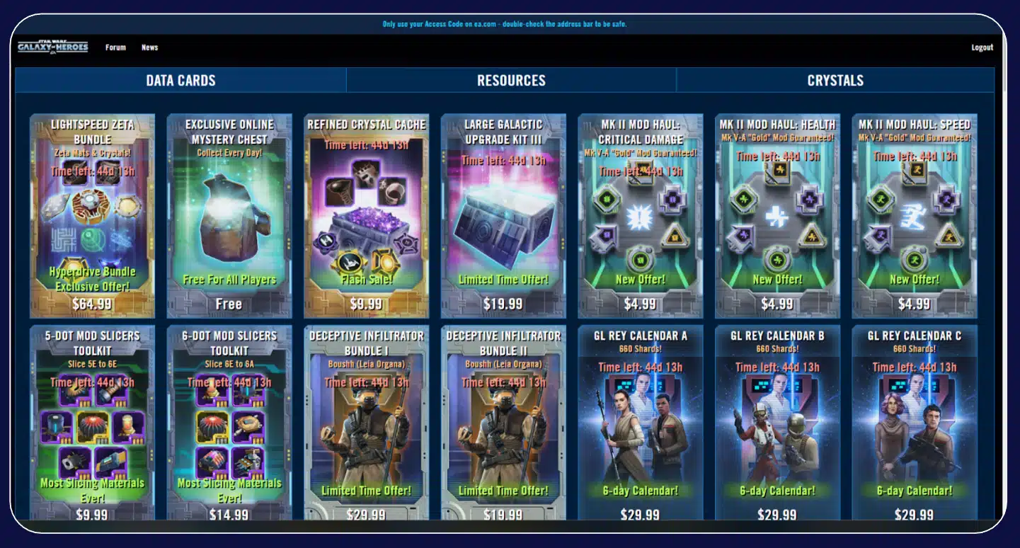 Webstore 2.0 Update: Enhancing the Galaxy of Heroes Experience