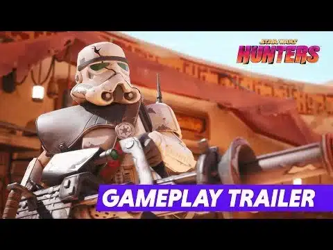 Star Wars Hunters gameplay trailer featuring armored character.