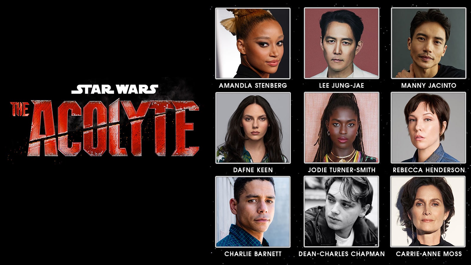 Star Wars: The Acolyte series cast promotional image