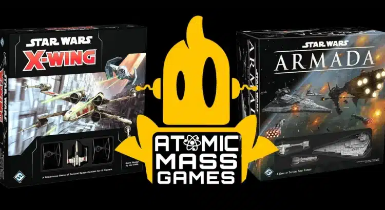 Star Wars X-Wing and Armada game boxes by Atomic Mass Games.