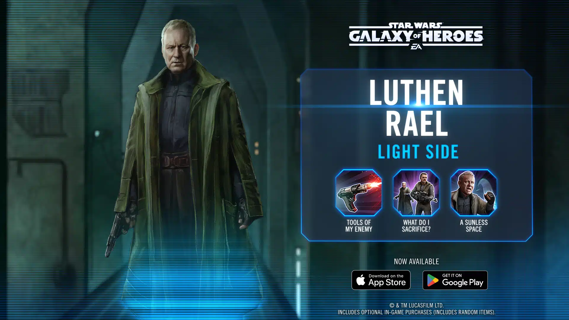 Star Wars Galaxy of Heroes game featuring Luthen Rael.