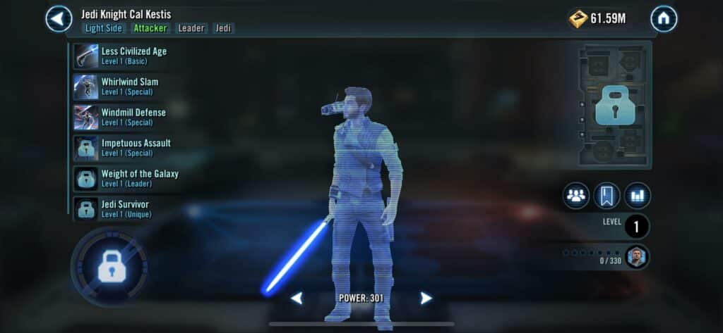 Jedi Knight Cal Kestis hologram game interface