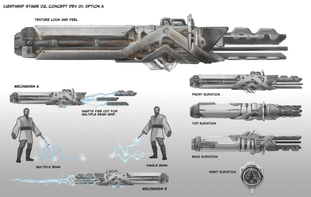 Fan art/ concept designs for a Star Wars light whip based on Inspiration from the Star Wars comic 1985