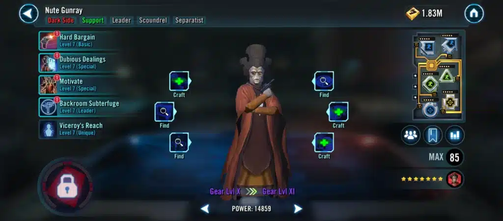 Nute Gunray new character model in Star Wars: Galaxy of heroes