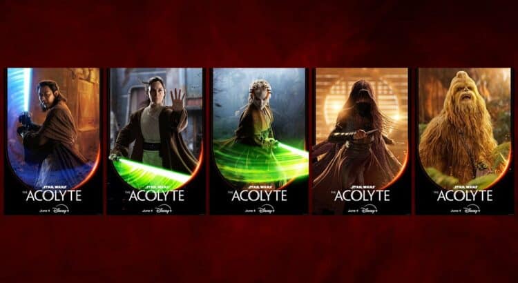 Star Wars: The Acolyte character posters with lightsabers
