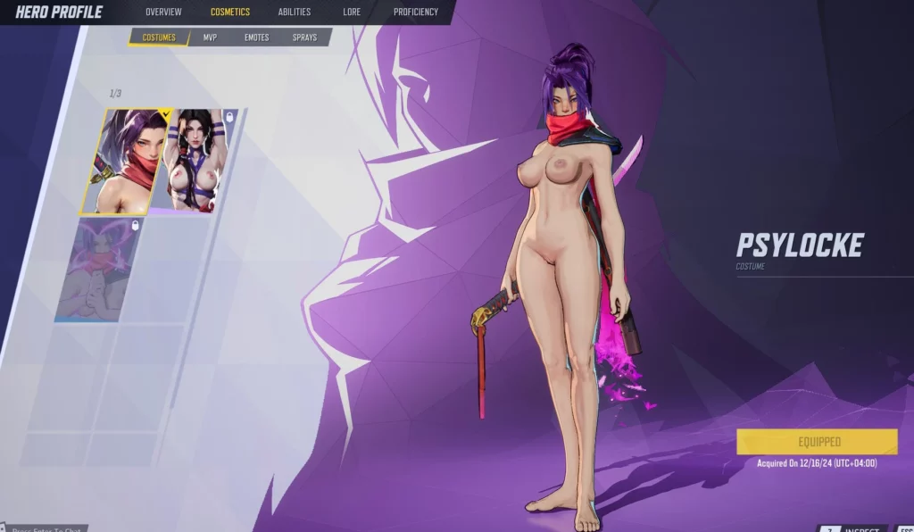 Marvel Rivals Nude Mod: Psylocke - Nude NSFW UI Elements – A Bold Take on the Marvel Universe