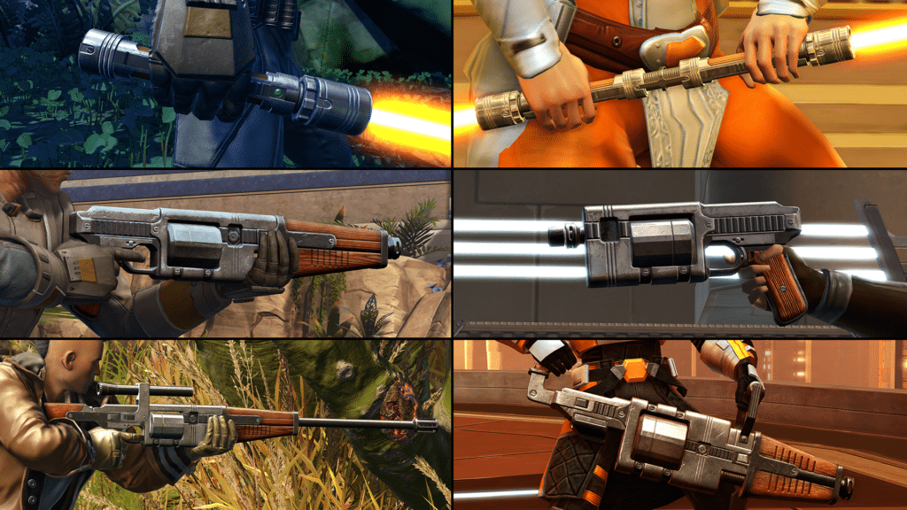 Themed weapons: Inevitable Outcome Lightsaber, Double Blind Dualsaber, Side Effect Rifle, Control Blaster, Single Dose Sniper Rifle, and Unexpected Results Assault Cannon