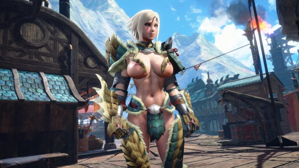 Turn up the heat with the skimpy Zinogre armor replacer mod for Monster Hunter Rise. A stylish, NSFW redesign that blends fashion and fantasy.