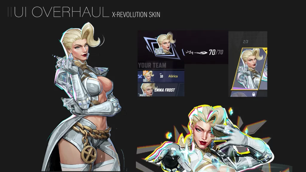 Discover the NSFW Emma Frost White Queen mod for Marvel Rivals. This naughty collection turns up the heat with a bold new look for the iconic telepath.