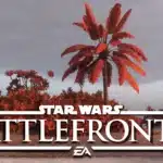 Red Scarif foliage and palm trees with Star Wars Battlefront II logo