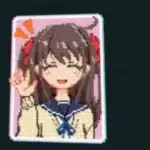 Anime-style joker card from the Balatro Neuro Mod featuring a cheerful schoolgirl waving.