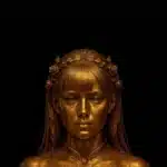 Golden statue of a woman with floral headband from Kingdom Come Deliverance II