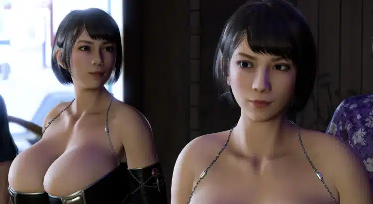 Close-up of Sexy Saeko mod character with enhanced body model