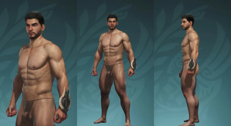 Monster Hunter Wilds See-through Underwear Mod for Male Hunter – 360-degree view.