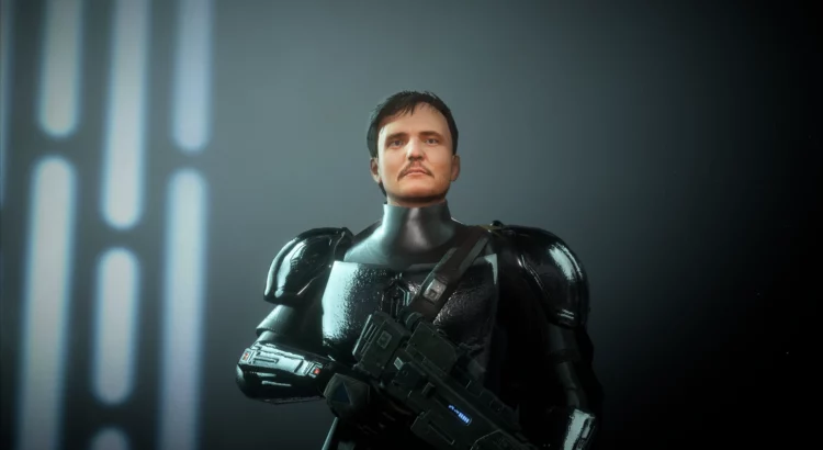 Helmetless Din Djarin mod with Pedro Pascal’s face in Battlefront II