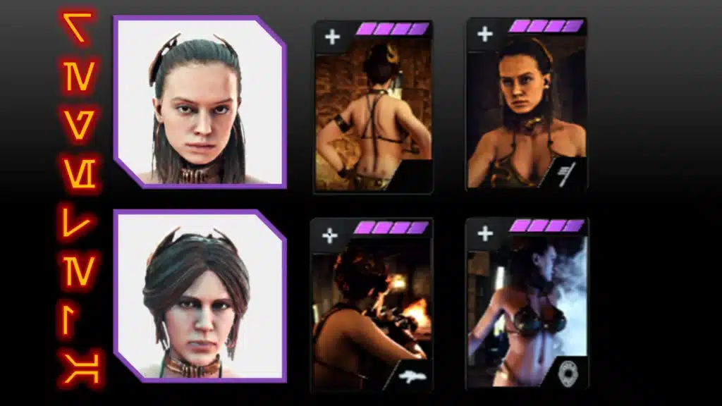 Leia in gold bikini portrait mod screen in Battlefront II