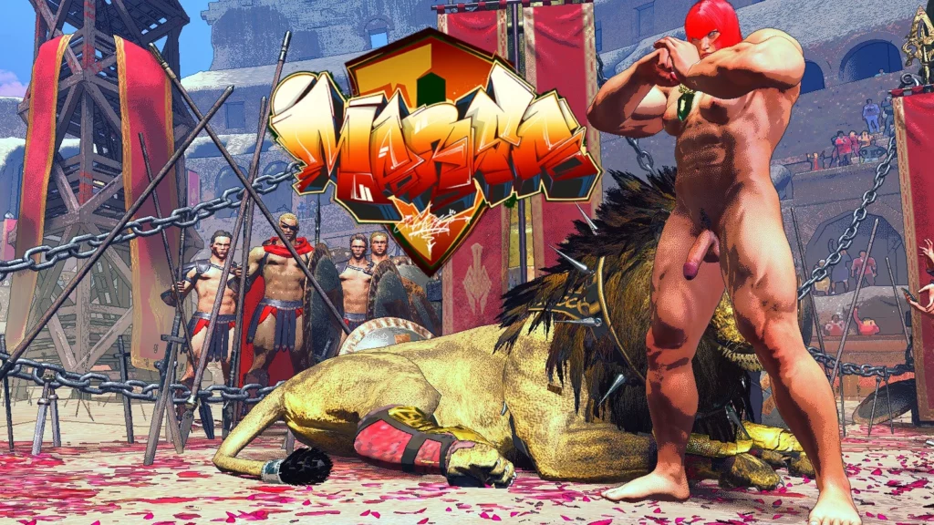 An awe-inspiring view of Marisa in the Roman coliseum, flexing her raw strength. The Marisa Futanari Mod truly brings out her warrior essence, highlighting the dramatic lighting and atmospheric detail of the game’s engine.