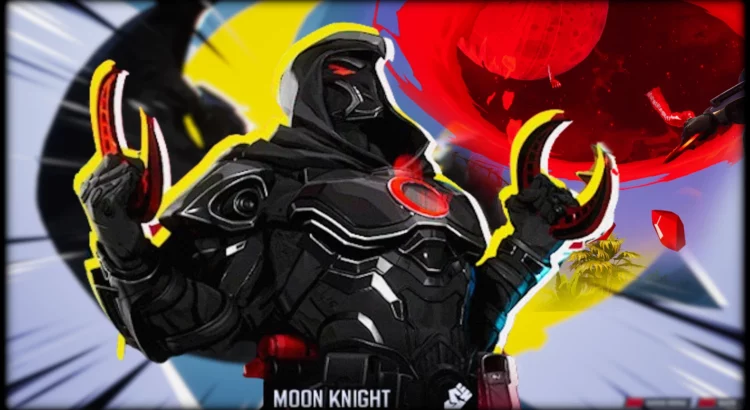 Comic-style Moonknight Ghost with red crescent blades and spectral armor.