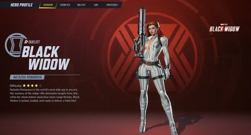 Marvel Rivals - Black Widow Character Overview with Skimpy White Suit Mod
A detailed view of Black Widow's character profile in Marvel Rivals, equipped with the Skimpy Black Widow White Suit Mod. The retexture adds a fresh, eye-catching twist to her iconic appearance, perfect for stylish espionage.