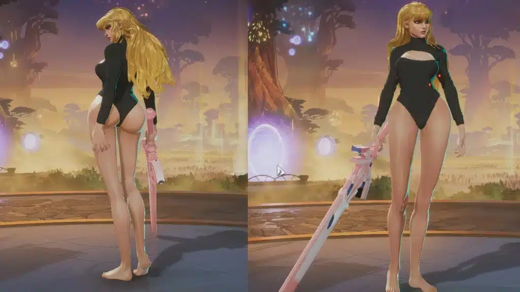Marvel Rivals Magik mod with alternate hairstyle and black two-piece outfit