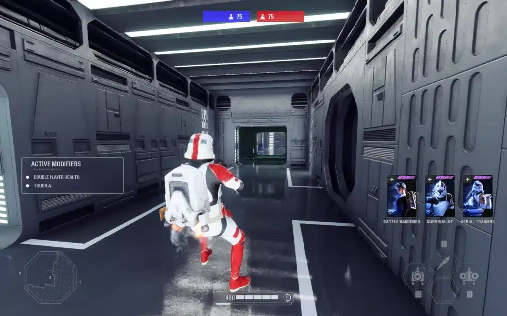 ShockTrooper using jetpack in Death Star interior