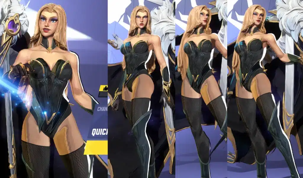 Full-body poses of Vampire Dagger in modded outfit