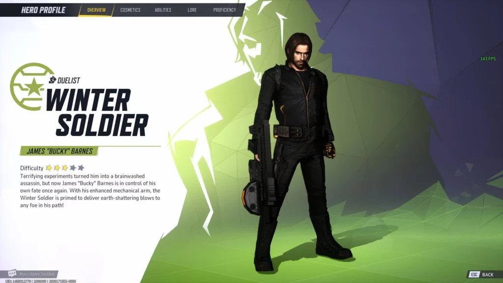 Full character view of Winter Soldier in Marvel Rivals with weapons and armor
