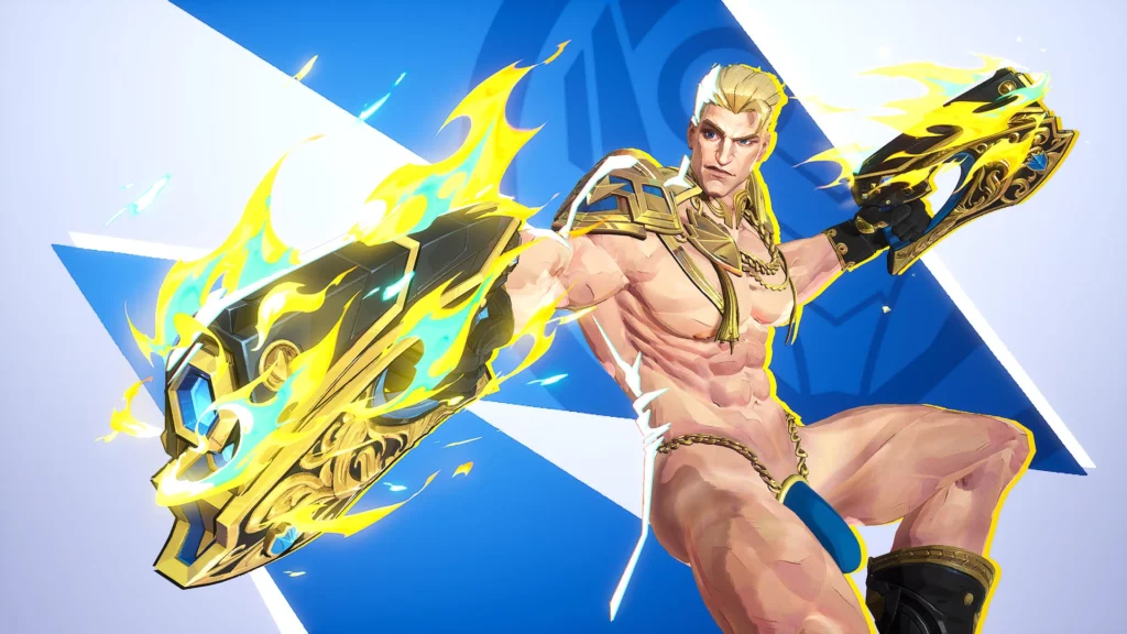 Muscular Star-Lord unleashing cosmic power with his enhanced Gala Skin in Marvel Rivals. The mod adds intense visuals to his attacks, making him a true force in the game.