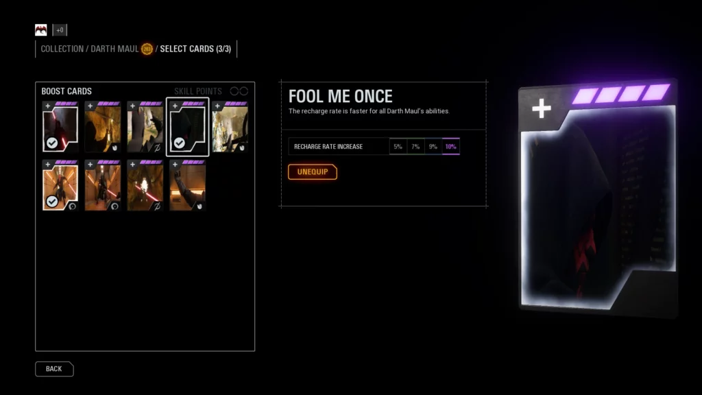 Upgrade Darth Maul with the Crimson Dawn Mod for Battlefront II. Includes new star cards, text changes, and lore-based styling inspired by Solo: A Star Wars Story.