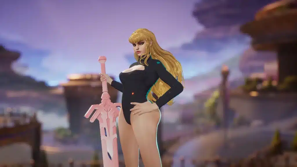 Marvel Rivals Magik mod portrait with long hair and pink weapon