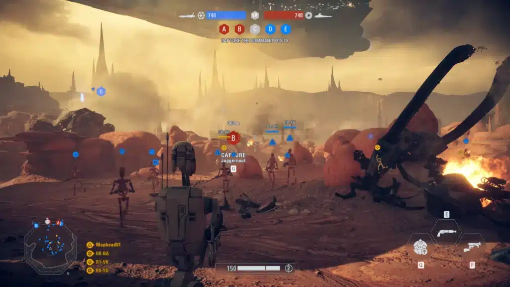 Droid team attacking on Geonosis in Star Wars: Battlefront II