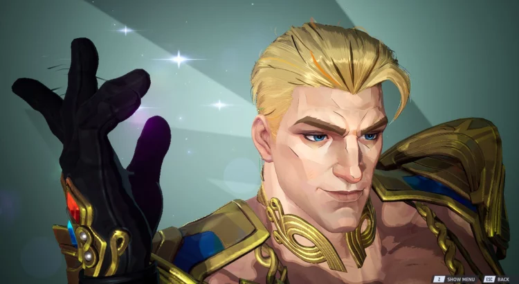 Close-up of Muscular Star-Lord in the Gala Skin mod for Marvel Rivals. Detailed armor, piercing gaze, and sleek design make this mod a must-have for fans of the character.