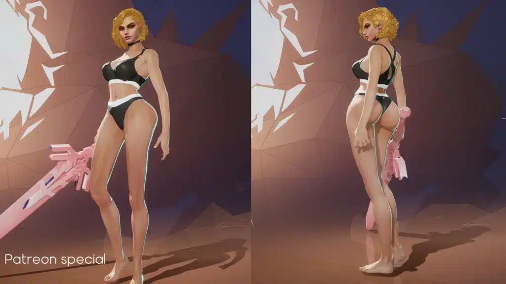 Patreon-exclusive Magik mod variation in black-and-white two-piece outfit