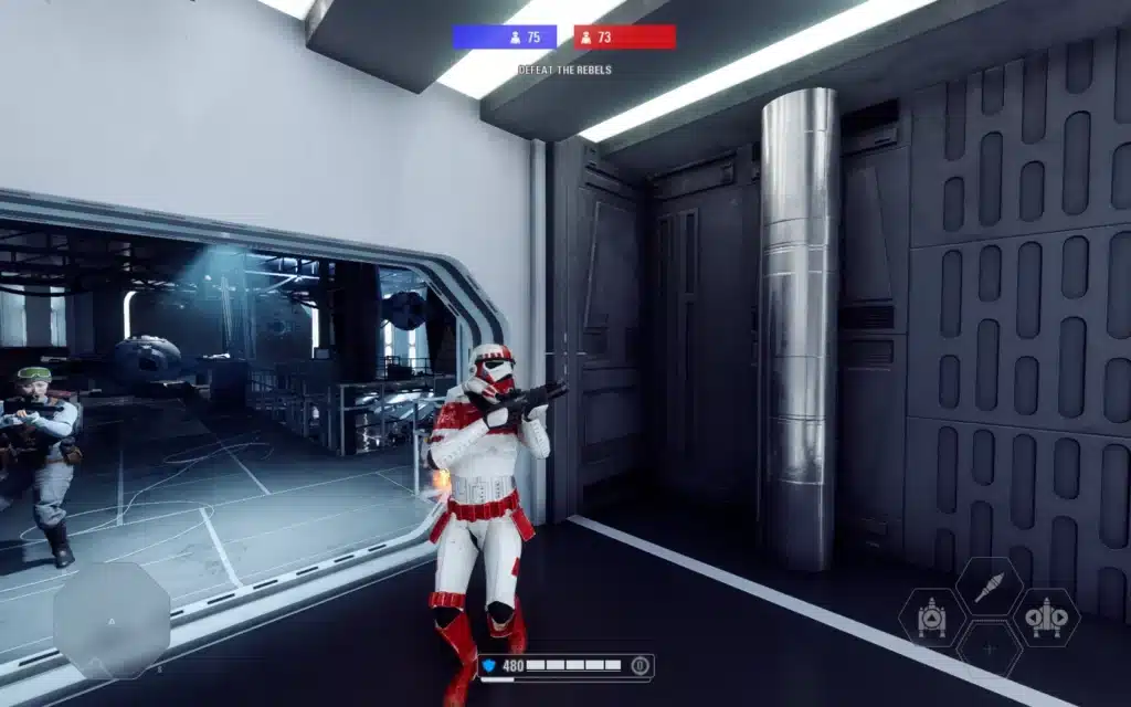 ShockTrooper aiming in front of Rebel base interior