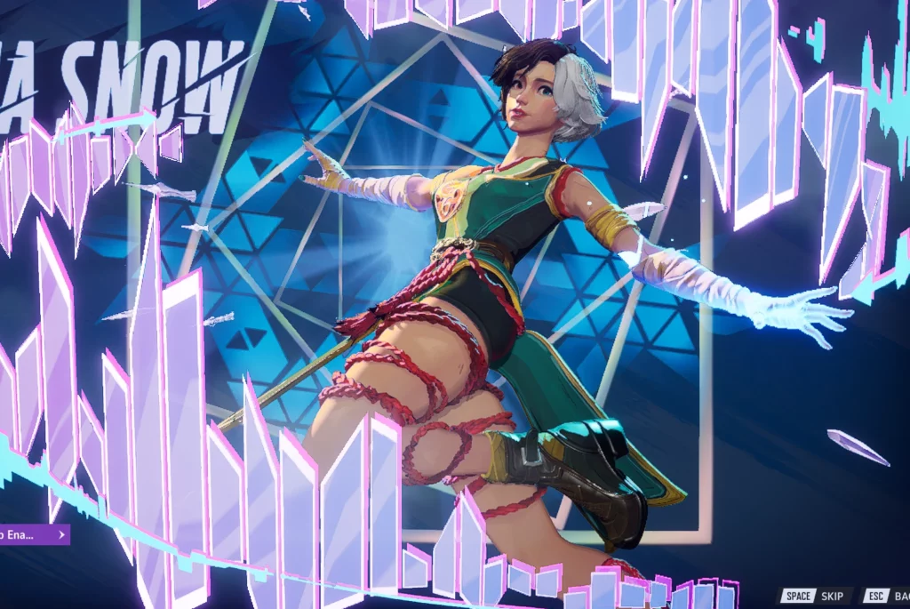  Luna Snow performs a frost-powered move while wearing Iron Fist’s costume, showcasing the fluidity of this high-quality mod in a vibrant action pose within Marvel Rivals.