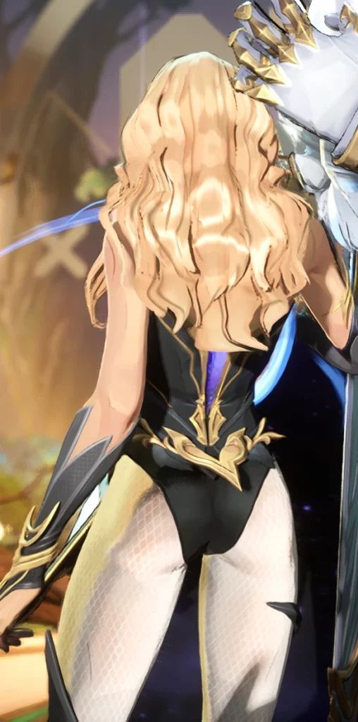 A luxurious in-game capture of Dagger seated on a royal chair in Marvel Rivals, wearing the sexy bodysuit mod and a masquerade-style mask for added mystique.