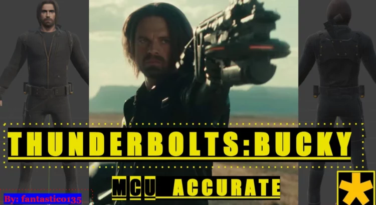 Close-up of Bucky Barnes in the MCU Thunderbolts Winter Soldier mod for Marvel Rivals