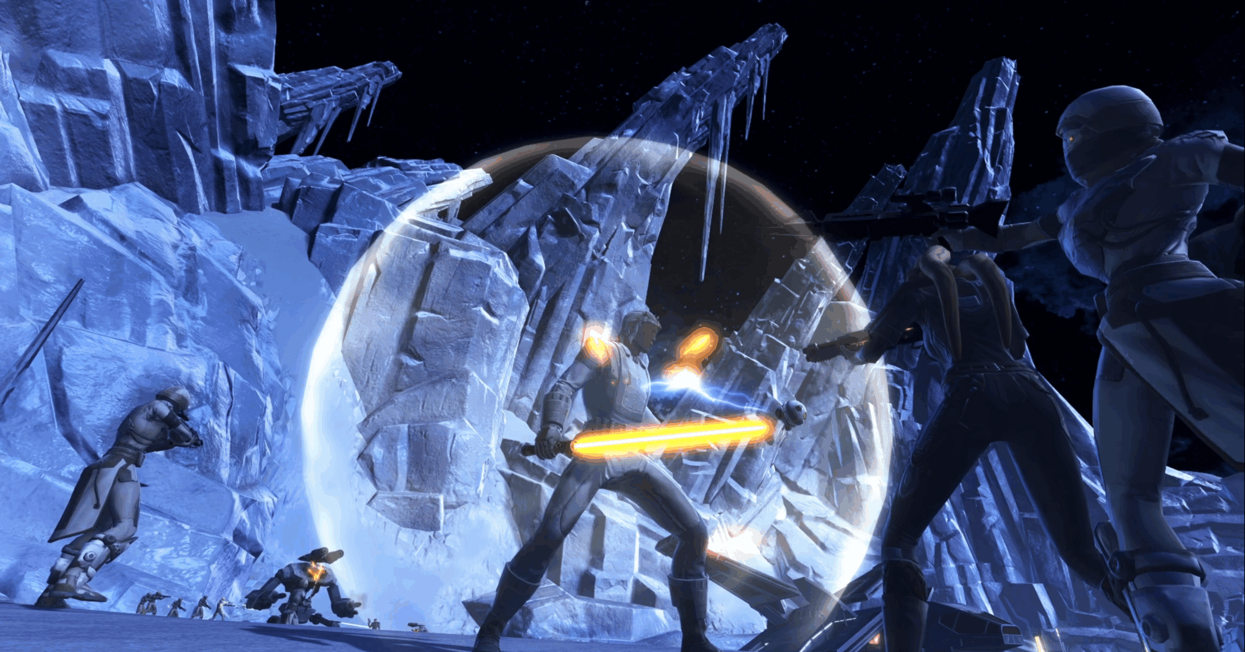 Jedi and Sith battle during a Dynamic Encounter on Ilum