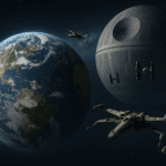 This image envisions Earth as part of the Star Wars universe, bridging the gap between a galaxy far, far away and our own world. Perfect for exploring the concept of Earth in Star Wars canon.