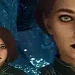 Maelle standing against the backdrop of glowing cave walls, flaunting a dark and mysterious makeup style. Her bold look makes her a standout character in Clair Obscur: Expedition 33.