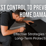 Pest control professional inspecting furniture for insect infestation