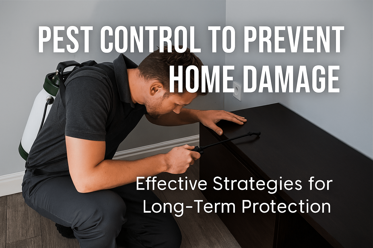Pest control professional inspecting furniture for insect infestation