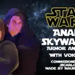 Promotional image of Anakin Skywalker Armor and Waves mod with text overlay
