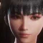 Close-up of Eve’s face with original hairstyle and glowing hairpiece
